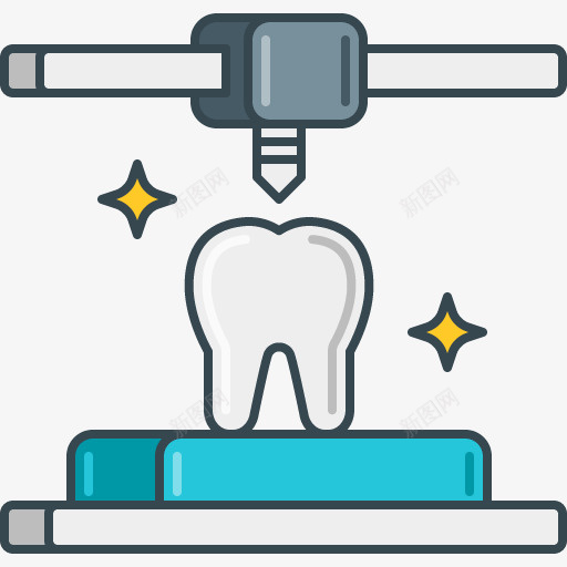 牙齿3D打印建模图标psd_新图网 https://ixintu.com 建模图标 打印 星星 模型 牙齿 现代 科技 统一 蓝色