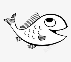 鱼儿装饰画手绘简笔画大嘴鱼图标高清图片