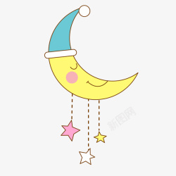 微笑的月亮卡通睡觉的月亮矢量图高清图片