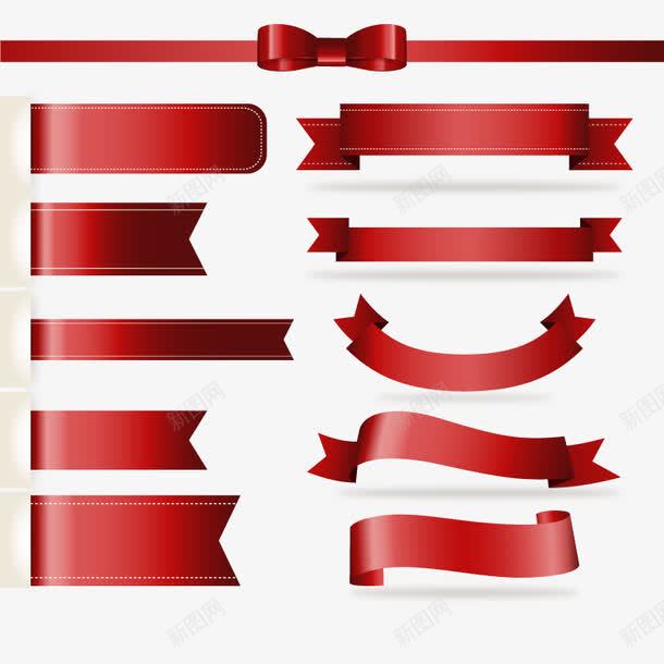 红色装饰png免抠素材_新图网 https://ixintu.com 条幅 横幅 红彩条 蝴蝶结