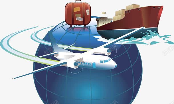 全球化物流运输png免抠素材_新图网 https://ixintu.com 全球化 商务 本土化采购 海运 物流 行李托运 跨国合作 飞机运输