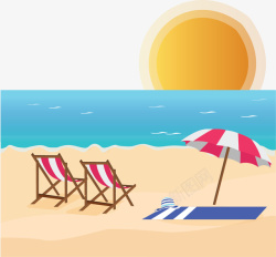 节假日矢量阳光照射海边沙滩矢量图高清图片