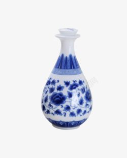 蓝色酒壶青花瓷瓶高清图片