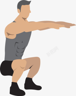 下蹲运动上下蹲卡通锻炼男孩高清图片