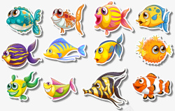 大海卡通鱼动物素材