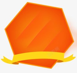 橙色主题模板五边形主题框高清图片