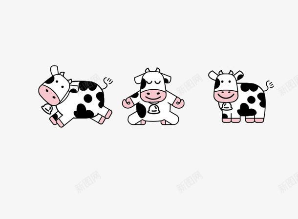 奶牛psd免抠素材_新图网 https://ixintu.com 动物 卡通 可爱 奶牛 斑点 黑白牛