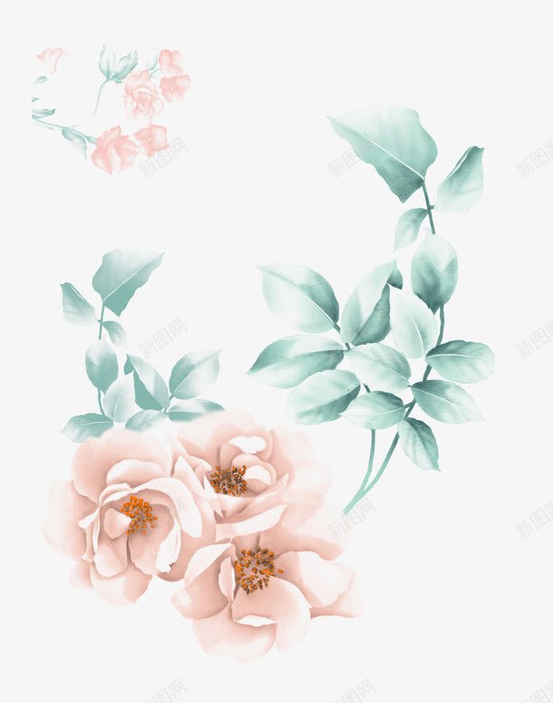 粉色花朵png免抠素材_新图网 https://ixintu.com 别致 叶子 淡雅 玫瑰 粉色的花 花儿 花朵 蔷薇 蔷薇画