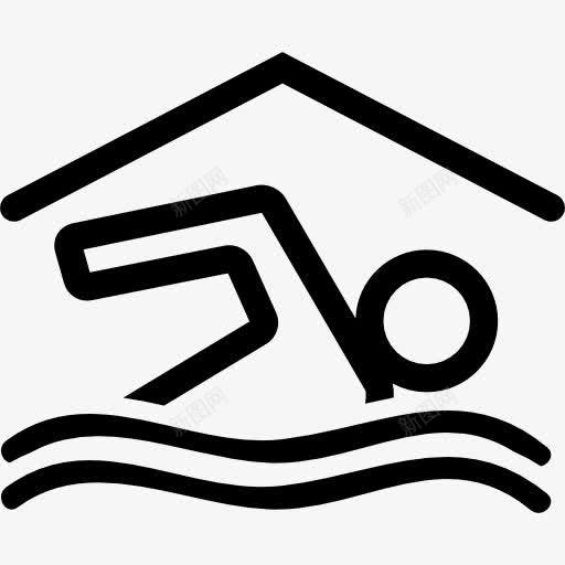 游泳游泳在室内覆盖的游泳池图标png_新图网 https://ixintu.com 人 信号 标志 游泳池盖 符号 运动