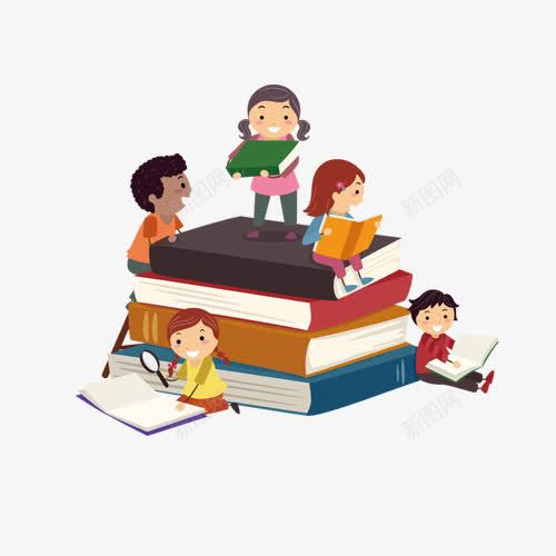 坐在书本上的孩子们png免抠素材_新图网 https://ixintu.com 儿童 卡通 幼儿 教育 读书