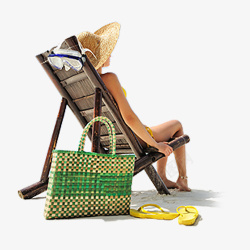日光素材沙滩椅上晒太阳高清图片