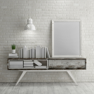 室内家装白色简洁风格书桌背景背景