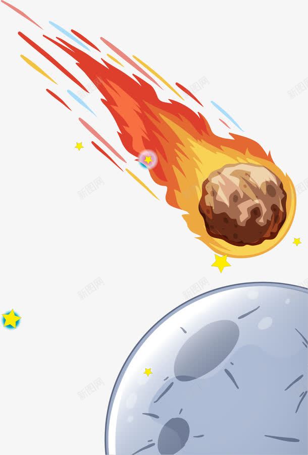 手绘彗星撞地球png免抠素材_新图网 https://ixintu.com 卡通 太空 小行星 彗星撞地球 手绘 陨石