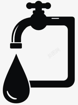 水管黑色手绘排水管道图标高清图片