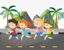 卫生健康海报卡通小朋友跑步海报背景高清图片
