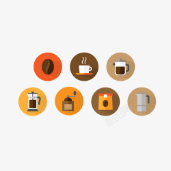 手摇咖啡研磨机简约圆形咖啡系列图标高清图片