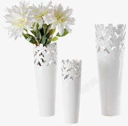 镂空花瓶镂空花瓶里的白色花卉高清图片