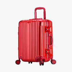 铝框旅行箱红色拉杆皮箱高清图片