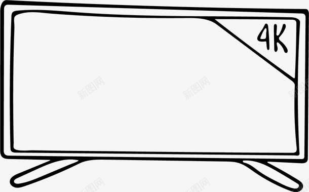 黑色手绘的电视机png免抠素材_新图网 https://ixintu.com 4K 卡通手绘 家电 显示器 电视机 电视简笔画 装饰图