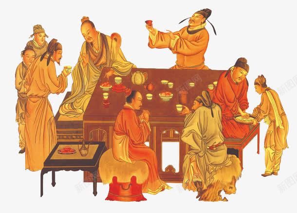 古代酒桌png免抠素材_新图网 https://ixintu.com 人物 古代 喝酒 餐桌