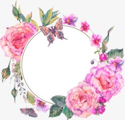 粉色手绘花朵装饰边框纹理素材
