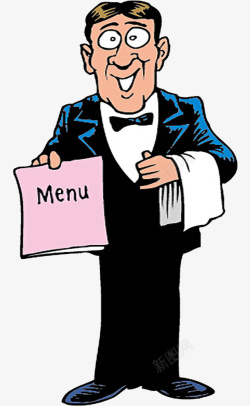 特色餐厅服务员服装拿菜单的服务员高清图片