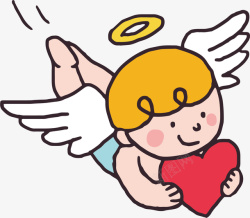 手绘恶魔角抱着爱心的小天使矢量图高清图片