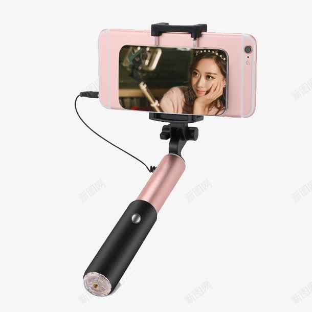 自拍杆png免抠素材_新图网 https://ixintu.com 产品实物图 手机 拍照道具 粉色 自拍 自拍杆