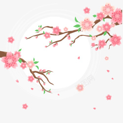 春季绿意粉色桃花盛开素材