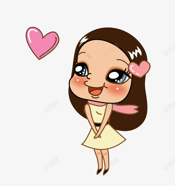 卡通高兴地女孩图png免抠素材_新图网 https://ixintu.com 卡通 害羞的 小女孩 插图 期待的 期待表情 漂亮的 爱心 爱心贴图