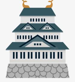 典型日本建筑卡通装饰元素矢量图素材