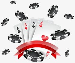 方块漂浮素材黑白筹码扑克牌高清图片