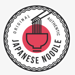 日式咖喱拉面圆形的标签贴纸高清图片
