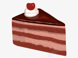 切块蛋糕黑森林巧克力樱桃手绘蛋糕切块矢矢量图高清图片