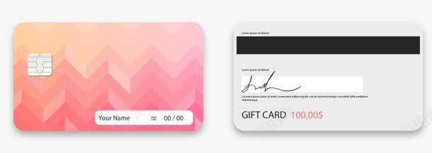 礼品卡正反面矢量图ai免抠素材_新图网 https://ixintu.com 代金卡 卡片 礼品卡 芯片 矢量图