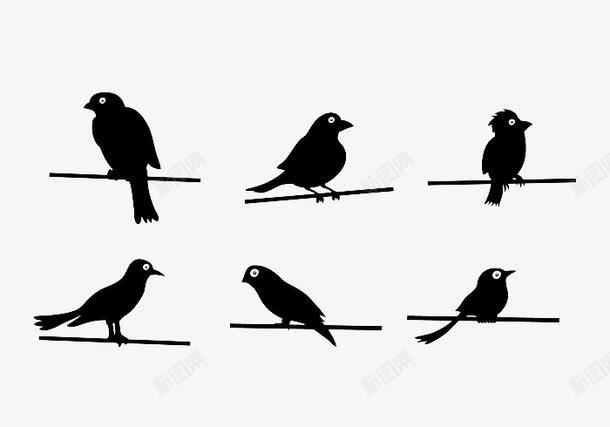 6个站着小鸟剪影png免抠素材_新图网 https://ixintu.com 剪影矢量 小鸟 站着的鸟