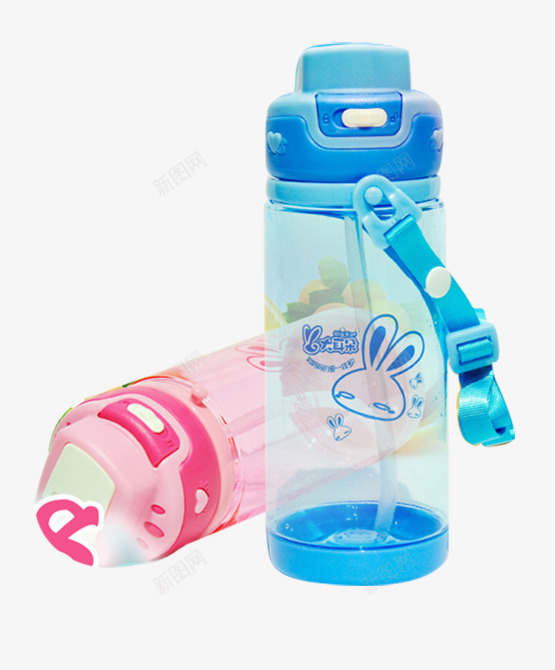 粉色蓝色儿童塑料吸管杯png免抠素材_新图网 https://ixintu.com 儿童 吸管杯 塑料 宝宝用品 母婴 粉色 蓝色