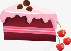 手绘牛皮袋三角蛋糕樱桃手绘可爱甜品素矢量图高清图片