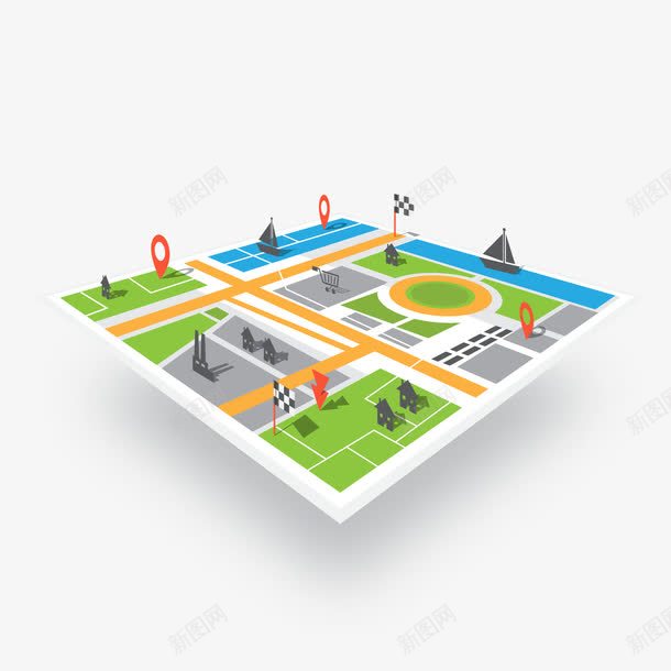 3D地图png免抠素材_新图网 https://ixintu.com GPS 导航 模型 沙盘