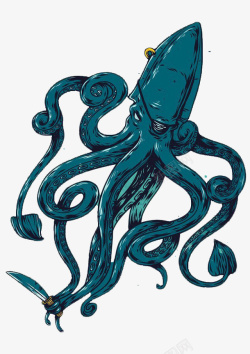 深蓝色的独眼大章鱼素材
