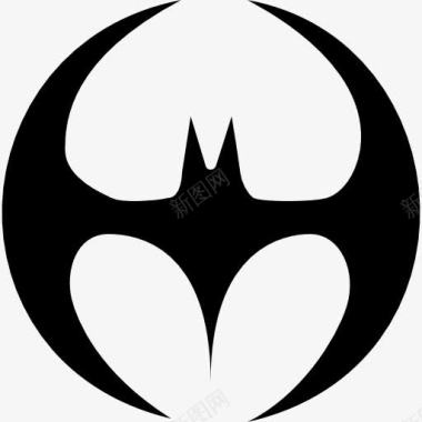 黑蝙蝠的轮廓形状与机翼形成一圈图标图标