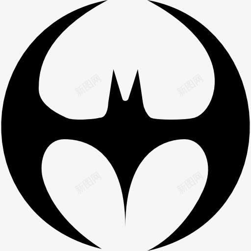 黑蝙蝠的轮廓形状与机翼形成一圈图标png_新图网 https://ixintu.com 动物 圆形 蝙蝠 蝙蝠的翅膀标志 轮廓 黑色