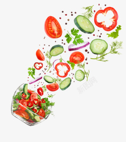 装蔬菜的碗玻璃碗装蔬菜沙拉高清图片