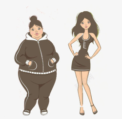 站着的女人肥胖对比的女人高清图片
