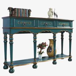 桌柜瑞诗欧美式地中海彩绘家具储物柜高清图片
