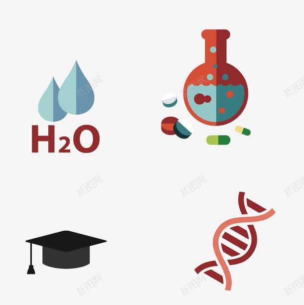 质感烧杯png免抠素材_新图网 https://ixintu.com DNA 博士帽 水滴 烧杯素材 矢量烧杯 质感烧杯