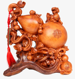 精美木雕貔貅貔貅葫芦摆件高清图片