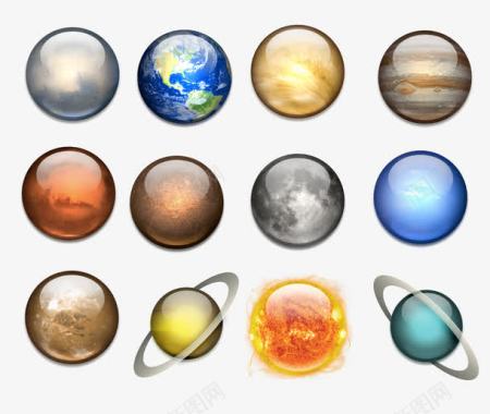 太阳系各行星和卫星图标图标