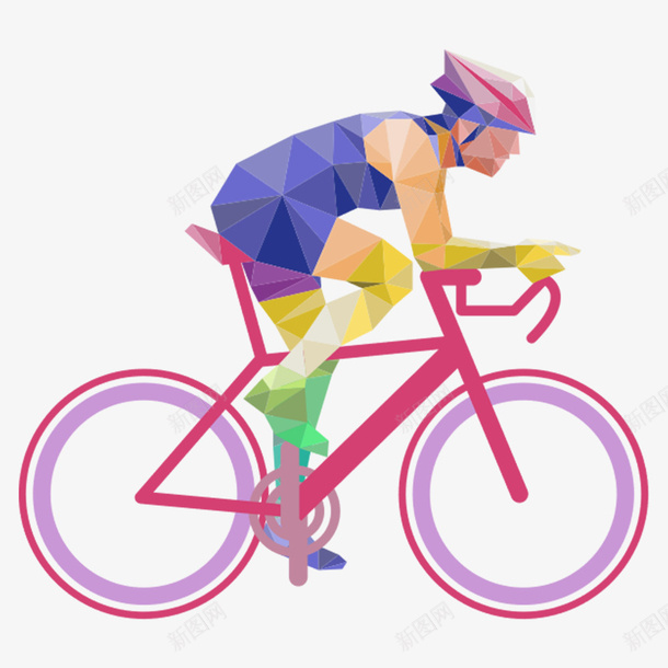 色块骑自行车的人png免抠素材_新图网 https://ixintu.com 人物 色块 运动