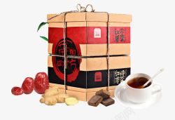 产品实物红糖麻花红糖红枣姜茶组合高清图片